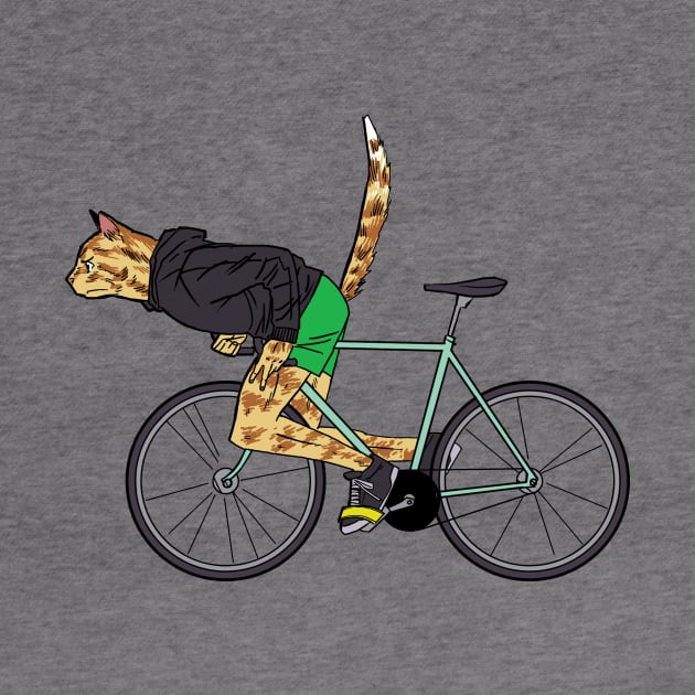 Cat Riding a Bicycle by castrocastro